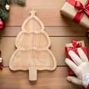 Gadpiparty Christmas Tree Bamboo Serving Tray 12 Inch Holiday Snack Platter Wooden Christmas Candy Dish for Family and Office Party Seasonal Table Decor
