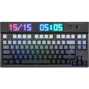EPOMAKER DynaTab 75X Wireless Gaming Keyboard with Custom Dot-Matrix RGB LED Screen, Hot Swap Gasket-Mounted Mechanical Keyboard, Bluetooth/2.4G/USB-C Custom Keyboard (Black, Flamingo Switch)