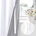 XWZO 100% Blackout Curtains 2 Panels with Tiebacks- Heat and Full Light Blocking Window Treatment with Black Liner for Bedroom/Nursery, Grommet Top, White, W52 x L84 Inches Long, Set of 2