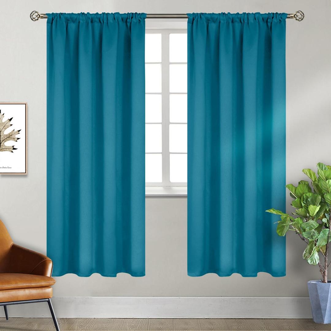BGment Teal Blue Blackout Curtains for Bedroom 72 Inch Length - Thermal Insulated Window Drapes with Rod Pocket Room Darkening for Living Room, 2 Panels, 42 x 72 Inch