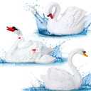 Silipull 3 Pcs Floating Swan Decoys Pool Accessories Realistic Resin Swan for Pond Decorative Pool, Garden Accessory Outdoor Decorations