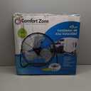 Comfort Zone Cradle Floor Fan, Electric, High-Velocity,180 Degree Adjustable Tilt, 18 inch, 3 Speed, Carry Handle, Rubber Feet, Metal, Airflow 19.36 ft/sec, Ideal for Garage or Workshop, CZHV18BK