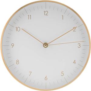 LUUK LIFESTYLE Quartz Wall Clock with Silent Movement and no Ticking, Scandinavian Design, Housewarming Gift idea, Decoration, in White and Gold