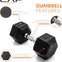 CAP Barbell Coated Hex Dumbbell Weight - Single | 10-120 lbs | Multiple Options