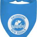 WHTYEFZ Swimming Dog Paddle Blue Dog Bandana, Funny Swimming Dogs Pet Scarf Accessory Photo Prop for Pool Beach, Swim - Themed Pet Scarf for Loving - Swim Pup, Birthday Vocation Gifts for Pup Lover