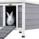 CO-Z Outdoor Cat House, Weatherproof Rabbit Hutch Hideout Indoor Bunny Cage, Wooden Outside Shelter for Feral Cats, Rabbits, Chicken, Small Animal, Ideal for Guinea Pigs Pigeons Ducks Tortoises, Gray (20"L16.5"W14.6"H, Grey)