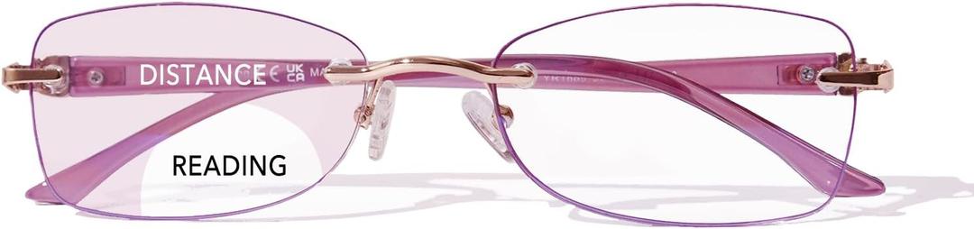 Rimless Bifocal Reading Glasses for Women Frameless Blue Light Blocking Bifocal Clear Top Readers With Tinted Edge 1.0