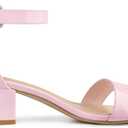 Allegra K Women's Block Low Heels Ankle Strap Sandals (Pink)
