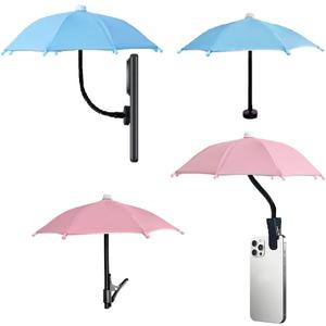 2 Pcs Magnetic Phone Umbrella, Clip On Umbrella for Phone Sun Shade, Sun Protection for Mobile, Flexible Adjustable Handle, for All Type of Phones