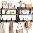 3-Tier Large Coat Rack Wall Mount with Shelf, 4 in 1 Versatile Coat and Key Hanger Wall Mount, 32-inch Entryway Wall Shelf with 12 Hooks and Mail Holder for Living Room Bedroom Bathroom