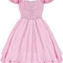 EXARUS Girls Dresses Teen Halter/Puff Sleeve/Spaghetti Strap Smocked Floral Summer Casual Dress 10Y