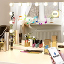 LilyHome 22.8"x 18.1" Vanity Mirror Makeup Mirror with Lights,10X Magnification,Large Hollywood Bluetooth Lighted Vanity Mirror with 15 LED Bulbs & Speaker,3 Color Modes,Touch Control for Wall-Mounted