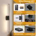 Shenmoyl Battery Operated Wall Sconce Set of 2, 10000mAh Rechargeable Wall Sconces with Detachable Battery, Indoor 350Rotate Wall Lights for Bedroom Living Room, Black, 31.5 Inch