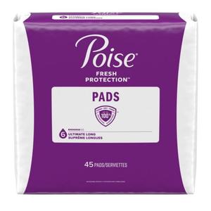 Poise Incontinence Bladder Control & Postpartum Pads - Ultimate Long, Pack of 2 (90 Pcs)