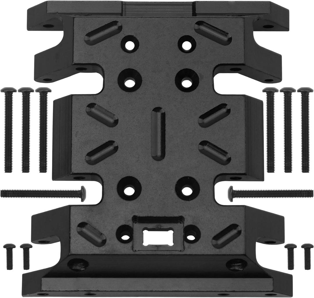 Aluminum Center Transmission Skid Plate Mount Gearbox Mount Compatible with MN128 MN86 MN86S MN86K MN86KS MN G500 1/12 RC Crawler Car (Black)