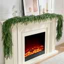 CLEANGOR 2Pcs 6FT Norfolk Pine Garlands Realistic, Real Touch Winter Xmas Garland, Christmas Decorations Indoor Outdoor, Artificial Holiday Decor Faux Greenery for Mantle, Fireplace, Table