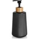 Glass Soap Dispenser, Thickened Glass Hand Soap Dispenser for Bathroom, Kitchen Dish Washing Liquid Bottles, Shampoo and Conditioner Bottles, Modern Farmhouse Style, (Black, Set of 1, 12oz)