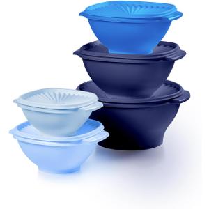 Tupperware Heritage Collection, New 10 Piece Food Storage Container Set in Vintage Blue, Dishwasher Safe and BPA Free (5 Bowls, 5 Lids)