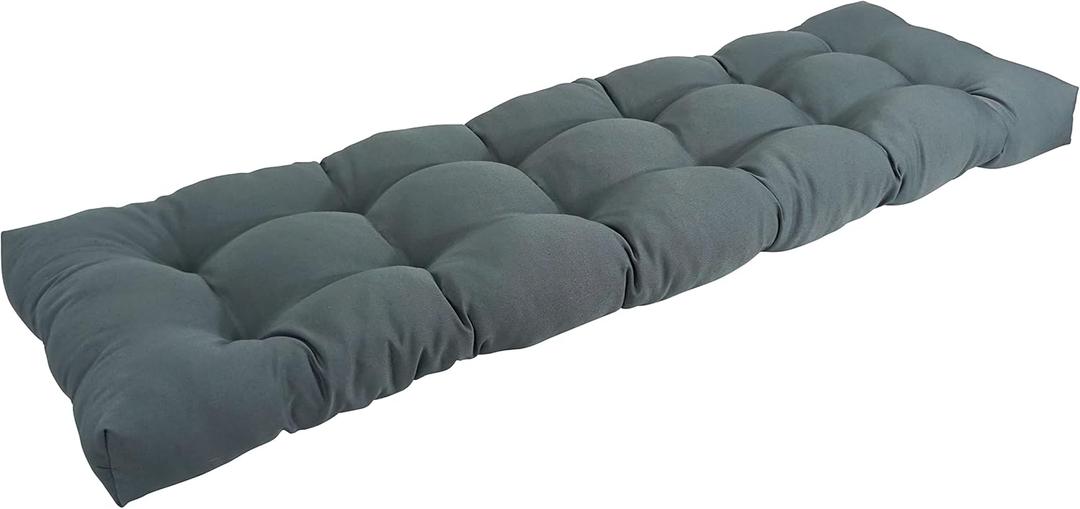 Blazing Needles Twill Tufted Bench Cushion, 60" x 19", Steel Grey
