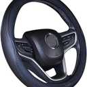 Microfiber Leather Steering Wheel Cover Universal 15 inch (Black)