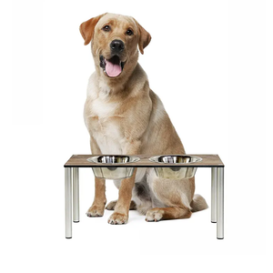 Raised Pet Bowls for Cats and Dogs, Outdoor Elevated Dog Cat Food and Water Bowls Stand Feeder on Aluminum Legs with 2 Stainless Steel Bowls Sizes for Small Medium and Large Dogs. - Large (Amaretto)