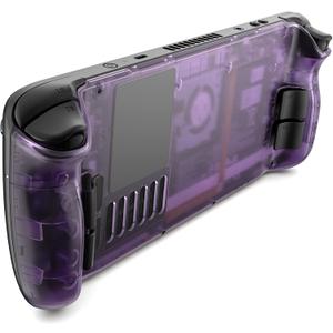 JSAUX Transparent Back Plate for Steam Deck, DIY Clear Edition Replacement Shell Case Compatible with Steam Deck, Buttons with Three Different Heights and Feel - PC0106 [Purple]