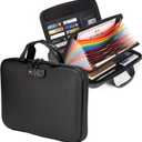 Calenzana Fireproof Document Boxes with TSA Lock, Upgraded 16 Pockets FireproofWater Resistant File Organizer, Hard-Shell Safe Box for Important Certificates, Passport, Laptop