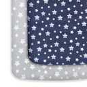 Pack and Play Sheets Boy, Mini Crib Sheets Boy, Stretchy Pack n Play Playard Fitted Sheet, Compatible with Graco Pack n Play, Soft and Breathable Material, Grey & Navy 2 Pack