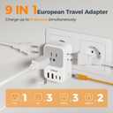 European Travel Plug Adapter 28W, TESSAN US to Europe Plug Adapter with 4 Outlets 5 USB Ports (3 USB C), Type C Power Adaptor for USA to EU Euro Italy Spain France Iceland Germany Greece Portugal