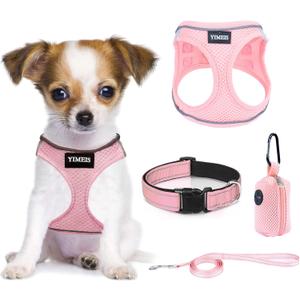 YIMEIS Dog Harness and Leash Set, No Pull Soft Mesh Pet Harness, Reflective Adjustable Puppy Vest for Small Medium Large Dogs, Cats (Pink-Update, X-Small (Pack of 1)