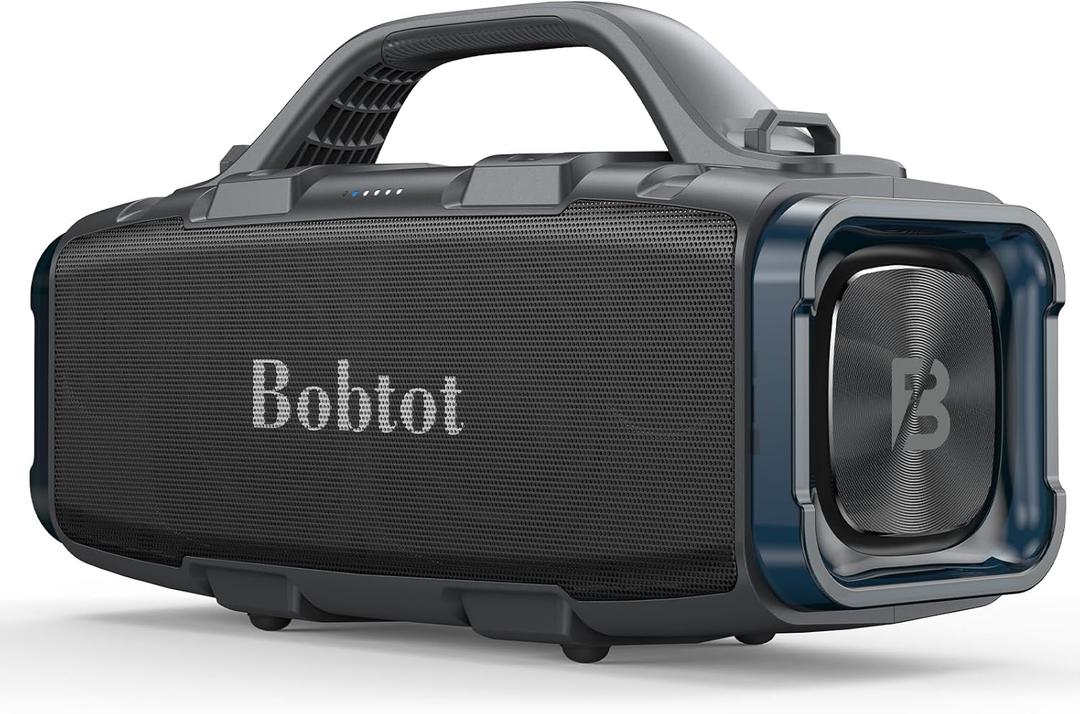 Bobtot Portable Bluetooth Speaker, 60W Peak Boombox IPX6 Waterproof, Outdoor Speaker with Handle Stereo Loud Sound, Deep Bass, 8800mAh Battery, TWS/TF/AUX/EQ Outdoor for Party Beach Camping