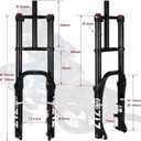 ZTZ 20/26 inch 4.0 Fat Tire Bike Air Suspension Fork - 180mm Travel, 135mm Hub Spacing, QR 9mm, Double Crown Shock Absorber Fork for MTB Fat Snow Beach E-Bike
