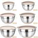Mixing Bowls with Airtight Lids Set, 26PCS Stainless Steel Khaki Bowls with Grater Attachments, Non-Slip Bottoms & Kitchen Gadgets Set, Size 7, 4, 2.5, 2.0,1.5, 1QT, Great for Mixing & Serving