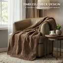 EVERGRACEHOME Modern Checkered Chenille Throw Blanket, Soft Cozy Plaid Knitted Blanket for Sofa & Couch, Decorative Knit Throw for Bed and Living Room, Camel Brown, 60" x 80"