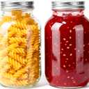 Mason Jars with Lids 32 oz, 2 Pack Regular Mouth Glass Canning Jars for Food Storage, Juice, Jam, Candies, Snack