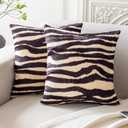 CARRIE HOME Zebra Decor Animal Print Zebra Pillow Covers Soft Velvet Throw Pillows 18x18 Set of 2 Modern Farmhouse Home Decor for Bedroom Couch Sofa (No Pillow Insert)