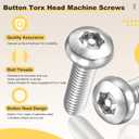 METALLIXITY Pan Head Torx Security Screw Bolts (M4-0.7x16mm) 80pcs, Button Torx Head Machine Screw 304 Stainless Steel with One Bit - for Furniture Woodworking Project, Silver Tone