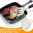 13.4 in Stainless Steel Spatula Set of 2, Heavy Duty Solid & Slotted Metal Spatula with Silicone Handle for Cast Iron Skillet, Egg, Burger and Grilling, Large