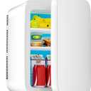 Mini Fridge for Bedroom - 10 Liter/15 Can Portable Refrigerator for Dorm, Office, Car - Quiet Cooler & Warmer for Food, Drinks, Makeup & Skincare - AC/DC Power Supply