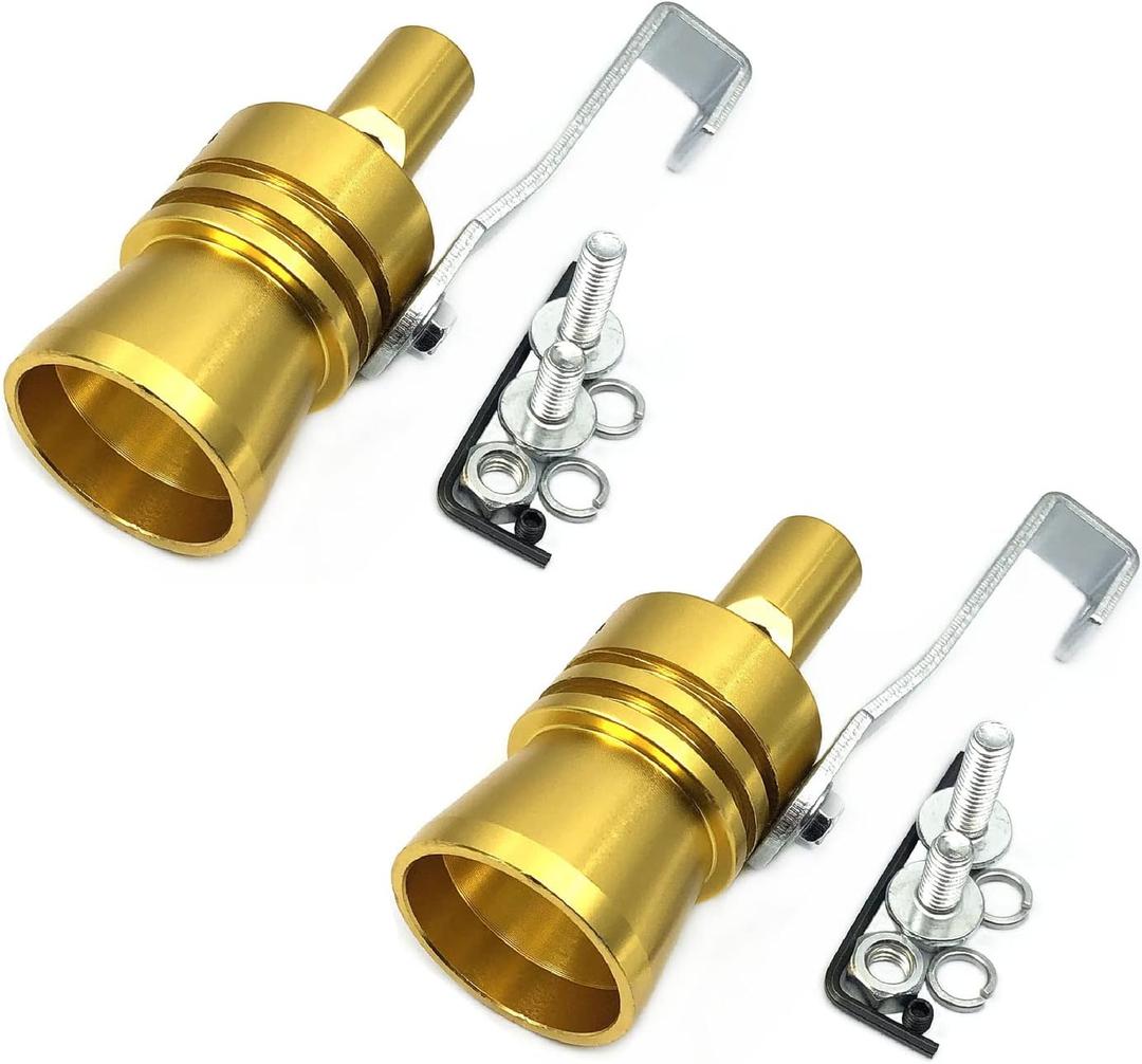DEVMO 2pcs XL Size Aluminum Alloy Universal Turbo Sound Exhaust Muffler Pipe Whistle Car Roar Maker (XL-Gold)