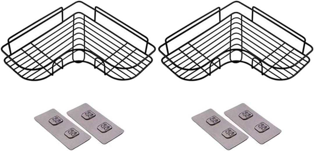 Bathroom Corner Shelf Shower Rack, Non-Hole Shower Rack Storage Racks and Shelves (Black)