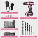 Power Drill Cordless: DEKOPRO Pink Cordless Drill 20V Electric Power Drill Set Tool for Women Drills with Battery and Charger 20 Volt Drills Driver Kit