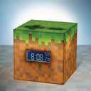 Paladone Licensed Minecraft Grass Block Digital Alarm Clock, Light Up Lamp Plays Official in Game Music, Bedroom Decor for Minecraft Gamers, Tweens and Kids - Minecraft Gift
