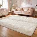 Przemy Ivory Area Rug for Bedroom, 4x6 Feet Fluffy Shaggy Living Room Rugs, Super Soft Fuzzy Carpet Rug for Boys Kids Room Dorm Nursery Indoor Home Decor