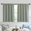 RYB HOME Short Curtains 36 inch 2 Panels Set, Room Darkening Small Window Drapes Thermal Insulated Cafe Curtains for Kitchen Dorm Transit Van, W52 x L36 inch, Grayish Green