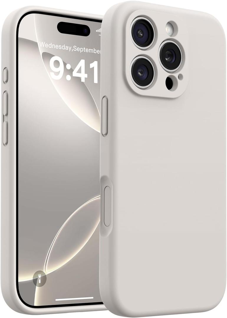AOTESIER Magnetic Case for iPhone 16 Pro, Upgraded Silicone | Full Camera Protection | Integrated Camera Control Button | MagSafe Compatible | Anti-Scratch Microfiber Lining Phone Case, Stone