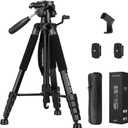 JOILCAN Tripod Camera Tripods, 74" Tripod for Camera Phone Video Recording, Heavy Duty Camera Tripod Stand, Professional Travel DSLR Tripods Compatible with Canon iPhone, Max Load 15 LB (74", Black)
