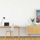 2 x Natural Oak Tropical Island Frame Wall Art, 12x16inch White and Blue Architectural Pink Flower Canvas Wall Printed Matter, Classic City Landmark Wall Decoration Office Bedroom Living Room