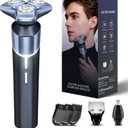 Electric Razor for Men: 3-in-1 Shaver with Hair Clipper and Nose Hair Trimmer, 10000 RPM High Speed Motor, Vivid Blue