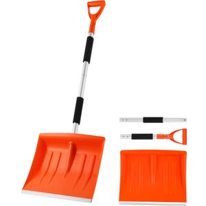 Snow Shovel for Driveway, 43" to 50" Retractable Detachable Lightweight Plastic Snow Shovels with D-Grip Handle, Large Capacity, Ideal for Women & Seniors, Garden/Car/Outdoor Use